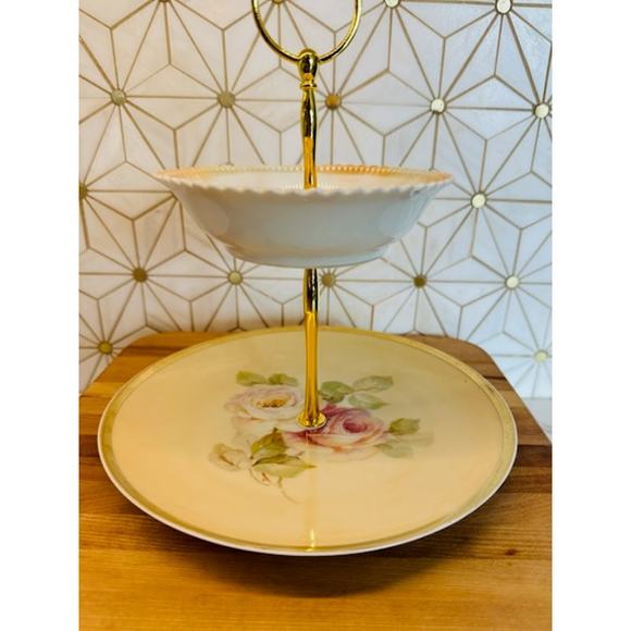 Two-Tier Dessert or Jewelry Trinket Stand‎ | Vintage China - Picture 2 of 7